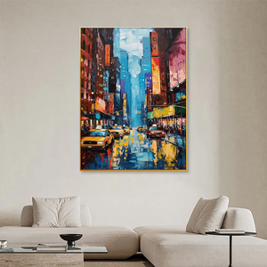 Impresión de arte de la ciudad de Nueva York de alta calidad en lienzo pintado a mano al óleo y paisaje de <span class=keywords><strong>acuarela</strong></span> estilo clásico moderno tamaño personalizado - Product Image 5