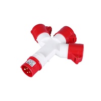 Prise industrielle multiprise trois voies IP44 3P+PE 380V 16A 4 broches, adaptateur de prise industrielle une entrée trois sorties ZNG-1014