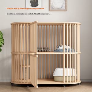Cage intérieure personnalisée pour animaux de compagnie villa pour chat maison à deux étages niche pour chat extra large en bois massif cage <span class=keywords><strong>d</strong></span>'élevage arbre à chat - Product Image 2