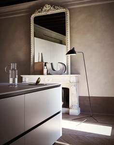 Meuble de cuisine moderne en granit, marbre, laque, acrylique, mélamine, avec tiroirs coulissants, crédence, robinet et panier de rangement - Product Image 4