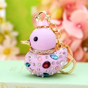 New Fashion Yellow Baby Duck Key Ring Purse <b>Bag</b> Keyring Rhinestone Keychain Charm Pendant <b>Gift</b> Keyfob - Product Image 5