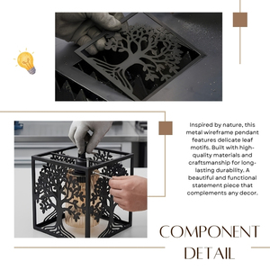 Nouvelle Tendance 2026 : Suspension Carrée en Métal Noir avec Silhouette d'Arbre Rustique Découpée, Idéale pour la Vente en Gros - Product Image 6