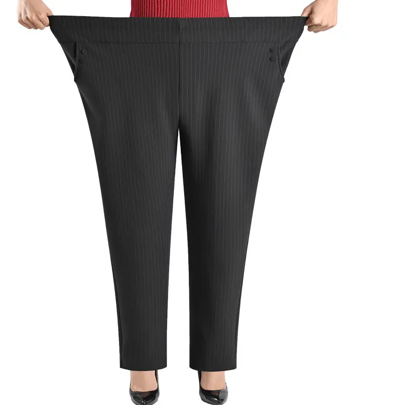 Celana Panjang Longgar Wanita, Bawahan Pakaian Usia Sedang Elastis Ukuran Ekstra Besar
