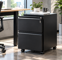 Armoire de classement mobile en acier à 2 tiroirs avec serrure, armoire de rangement de bureau roulante sur roulettes pour documents et dossiers