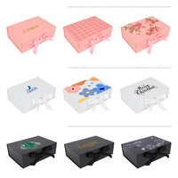 Boîte cadeau magnétique pliable personnalisée avec ruban en satin, boîte en carton pliable de luxe pour l'emballage de cadeaux de mariage et d'anniversaire