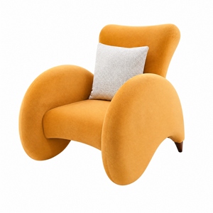 Sillón Individual de Lujo Extra Grande de Terciopelo, Sofá de Ocio con Esponja Gruesa y Reposacabezas Ancho Curvo para Sala de Estar en Villas - Product Image 6