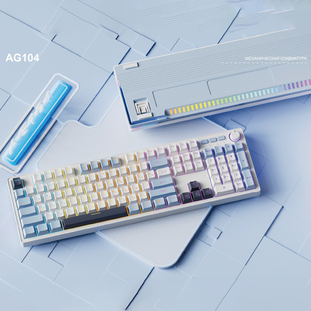 Russian 104-Key ABS Wired Rainbow Backlit Gaming Mechanical Keyboard Hot Swap N-Keys Rollover Gasket for Office Writing