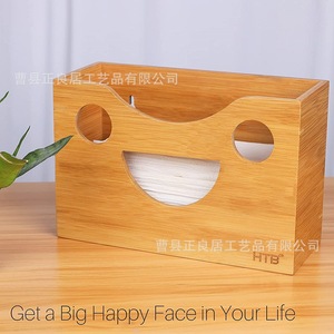 Bamboo <b>Paper</b> Napkin Dispenser Wall Mounted Rectangular Wood Grain <b>Color</b> Desktop <b>Tissue</b> Box Storage Holder - Product Image 4