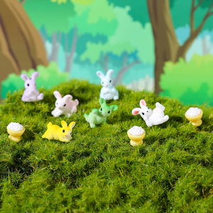 Ornement miniature en résine en forme de lapin de dessin animé mignon, décoration de jardin, accessoires artisanaux pour intérieur et extérieur, finition peinte en forme d'animal - Product Image 2