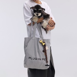 Large Capacity Vertical Stripe Canvas Bag Portable Pet Outdoor Travel Shopping Tote Travel Pet Bag with Printed Logo - Product Image 5
