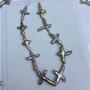 ไข่มุกน้ำจืดธรรมชาติสีขาวทรงครอสบาลอชแบบกระจายตัว สำหรับทำสร้อยคอ สร้อยข้อมือ วัตถุดิบ - Product Image 2