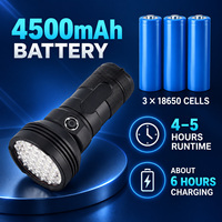Lampe torche LED rechargeable USB-C W5202-1 noire, 31 LED, étanche IP54, en alliage d'aluminium, autonomie 4-5h, 5500lm, 4500mAh