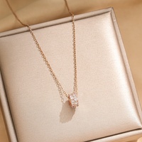 Nouveau collier en acier titane plaqué or 18 carats coloré, finition émaillée, zircon 3A incrusté, pendentif à glissière, cadeau pour femmes