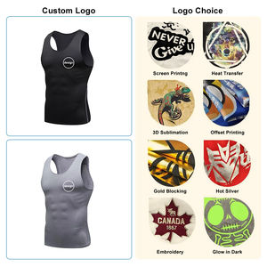 Camiseta deportiva sin mangas de compresión para hombre, con logo personalizado OME, elástica, de secado rápido, absorbente, ajustada, para gimnasio, baloncesto. - Product Image 5