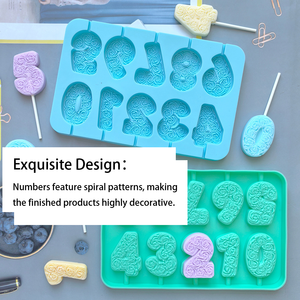 قالب سيليكون قابل لإعادة الاستخدام على شكل أرقام لتزيين المصاصات والحلوى الصلبة والشوكولاتة والكيك مع أدوات الخبز والمعجنات - Product Image 3
