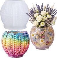 Cetakan Resin Vas Lavender 3D Embossed, Cetakan Silikon Bentuk Bunga untuk Resin, Plester, Beton, Semen