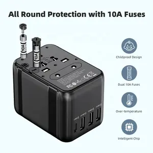 Worldplug Universal Travel Adaptor Socket Multi Plug Outlet Extender Type C Power Adapter Charger