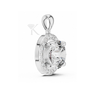 Pendentif halo en diamant naturel suspendu en argent, certifié IGI, bijou élégant et moderne, collier flottant de luxe - Product Image 4