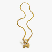 Collier élégant en acier inoxydable plaqué or 18 carats avec chaîne de perles artificielles en forme de cœur, étanche, pour femme, idéal comme cadeau