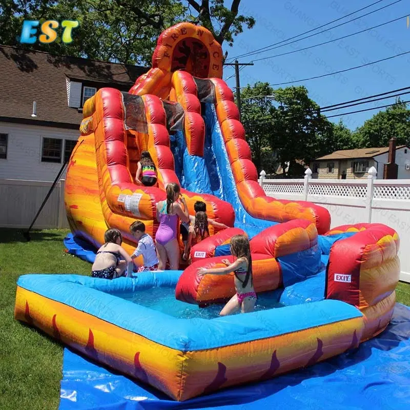 15ft גבוה waterslides עם בריכת ילדים שקופיות מים שקופיות בחצר האחורית מתנפח jungel דינו מתנפחת שקופיות