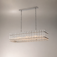 Suspension rectangulaire moderne aspect cristal finition laiton pour hôtel, salle à manger, projet de villa