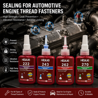 Colle filetante acrylique rouge HiGlue 222 243 262 270 277 de 10ml, 50ml, 250ml à faible, moyenne et haute résistance pour verrous de vis