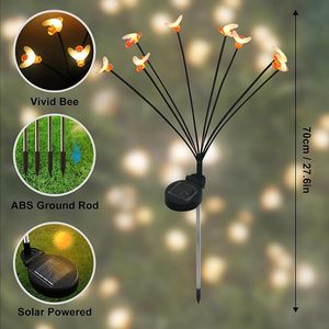 Vente en gros de nouvelles fonctionnalités guirlandes solaires de jardin abeille 10 LED étanches simulation abeilles solaires lumières extérieures - Product Image 2