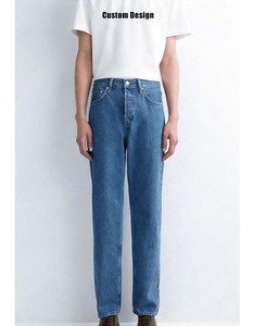 Jeans Homme Personnalisés de Haute Qualité Coupe Droite Style Vintage en Denim Décontracté Délavé Foncé avec Boutons – Idéal Hiver-Printemps - Product Image 1