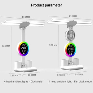 Eye-care bảng đèn kỹ thuật số Đồng hồ <span class=keywords><strong>LED</strong></span> ánh sáng USB 3 màu bàn đèn cảm ứng điều khiển có thể gập lại với Fan đọc ánh sáng ban đêm - Product Image 6
