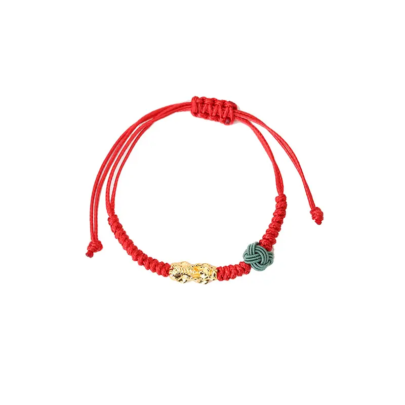Zyn0053 pulseira trançada de fios, modelo retrô 2020, feita à mão, corda vermelha fengshui pixiu, joia para casais