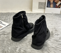 Bottes courtes froncées pour femmes, à fermeture éclair latérale, décontractées pour le quotidien, à plateforme épaisse, à bout large, style souple, OEM