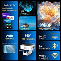 Nouveau projecteur intelligent 4K portable Ultra HD 1080P Android WIFI BT avec autofocus, inclinaison et rotation pour home cinéma, modèle 2026