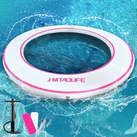 Vente chaude été lac mer eau amusant nager île tapis d'air bateau quai flottant gonflable plate-forme flottante avec pompe