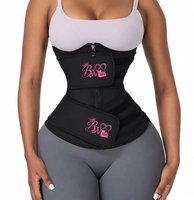 Corset à fermeture éclair frontale avec 9 baleines en acier, gaine amincissante à double ceinture en latex pour maximiser la sudation