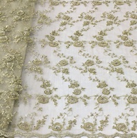 Tela de Encaje Tejida con Cuentas Doradas, Diseño Nuevo, para Vestidos de Novia y Bolsos, Resistente a la Contracción, Stock al por Mayor