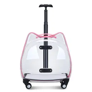 Lovely Cat Bag Full Transparent Pet Trolley Case Pet Carrier Bag Portable Outdoor Carrying Pet Trolley Bag