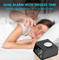 Digitale wekker met FM-radio, BT-speaker, dubbele USB-oplaadpoorten, temperatuurdetectie, snooze-functie, geschikt voor hotelkamers