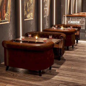 Silla de Cuero Estilo Americano Vintage, Moderna, Ecológica y Duradera, para Restaurante, Hotel, Cafetería, Bar de Whisky y Cigarros, Individual - Product Image 2