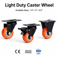 Roulettes pivotantes en PVC noires et orange de 1,5, 2, 2,5, 3 pouces (40 mm, 50 mm) avec tige de fixation