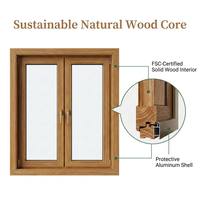 FSC-Zertifiziertes Holzrahmen-Fenster mit Argon-Gas-Mehrschichtverglasung und Aluminiumverkleidung für Moderne Villen, Büros und Wohnhäuser