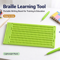 Tableau d'écriture braille en plastique, style ondulé, 9 lignes, 30 cellules, personnalisable, avec 2 stylets pour l'éducation