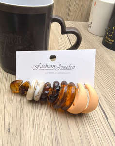 2025 nouveau HL flambant neuf à la mode gouttelette d'eau mignon Style C en forme de boucles d'oreilles ensemble polyvalent 10 pièces boucles d'oreilles goutte en plastique cerceau Jearlery - Product Image 5