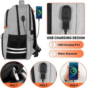 Sac à dos de gymnastique avec compartiment à chaussures, sac à dos de voyage résistant à l'eau avec port USB pour ordinateur portable, <span class=keywords><strong>sport</strong></span>, camping, randonnée - Product Image 5