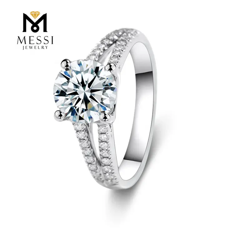 메시 보석 갈래 설정 1.5ct 모이 사 나이트 다이아몬드 약혼 결혼 반지 14k 18k 솔리드 화이트 골드 분할 정강이