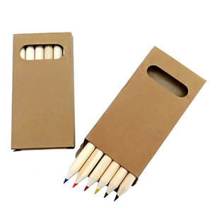 BECOL Promotional 3.5 Inch Colored <strong>Pencils</strong> Mini Color <strong>Pencil</strong> <strong>Set</strong> Custom Logo Wooden Colour <strong>Pencils</strong> With Kraft Paper Box - Product Image 1