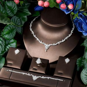 Femmes élégantes bijoux de mariage femmes africaines collier boucles d'oreilles ensembles zircon cubique mariée mariage fête bijoux S-28 - Product Image 1