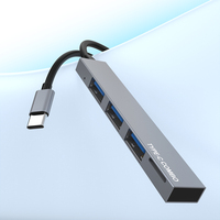 Rocketek Hub USB C ad alta velocità in alluminio a 4 porte con lettore di schede della fotocamera