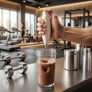 Mousseur à lait rechargeable en acier inoxydable et ABS, outil portable pour café et thé, poignée ergonomique, design durable - Product Image 1