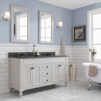 Meuble de salle de bain de style campagnard américain, meuble de toilette en bois, coiffeuse en bois avec miroir, table de lavabo multi-tiroirs