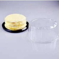 Boîte d'emballage pour gâteaux ronds en plastique PET jetable de 6 et 7 pouces avec couvercle transparent en forme de dôme
